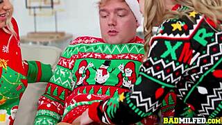 naughty christmas threesome with milf mother in law