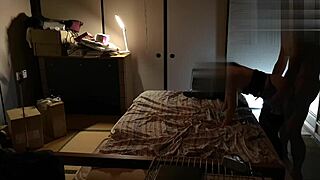 Asian Amateur in Stockings Gives Handjob After Standing Doggy