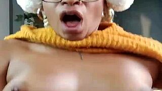 hairy slut jumps on dildo and squirts through her wet pussy