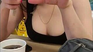 Boldly bent over, cute colombian step-cousin gets intense ass licking rimjob.