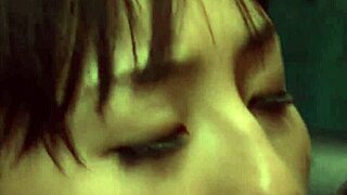 Azusa Nagasawa casually deep throats multiple guys in a wild threesome, showing off her big tits.