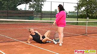 Plump tits get oral attention