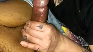 Latina girlfriend licks thong, gives sloppy blowjob, swallows cumshot.