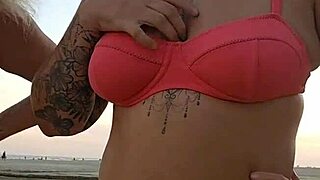 two mature african milfs flash on the beach, finding a virgin to fuck