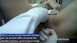 i'm the tanned latina nurse stefania mafra getting my yearly physical in florida hospital with gloves and latex