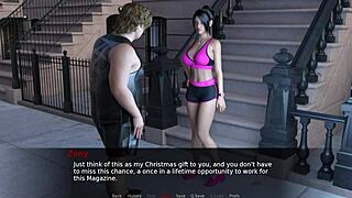 Zoey unwraps her Christmas gift of a big black cock for a blowjob