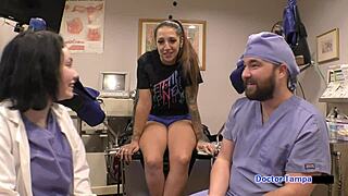 i'm the tanned latina nurse stefania mafra getting my yearly physical in florida hospital with gloves and latex