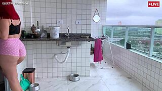 Latina Employee's Tight Shorts Lead to Gaping Ass Voyeurism