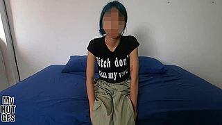 Curvy Girlfriend with Small Natural Tits Gives Blowjob in Casting Session