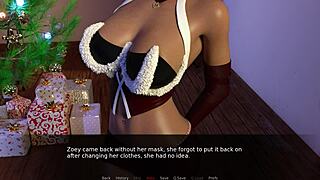 Zoey unwraps her Christmas gift of a big black cock for a blowjob