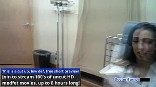 i'm the tanned latina nurse stefania mafra getting my yearly physical in florida hospital with gloves and latex