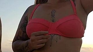 two mature african milfs flash on the beach, finding a virgin to fuck