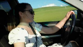 Driving instructor intensely fucks student in car for credit.