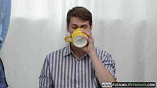 a stepsister and girlfriend share a fantasy threesome