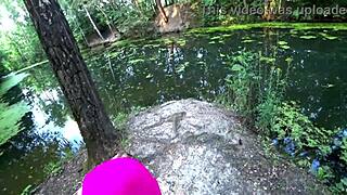 Naughty European Chick Fucks Bent Over in Forest Meadow and Public Spots