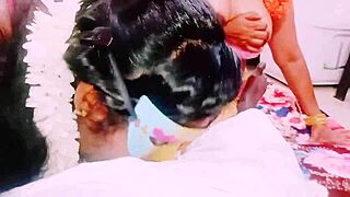 Desi family threesome featuring wife, husband, and aunt in telugu