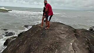 Ninfeta Carioca Fucks Couple On Beach Without Condom