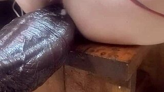 Feeling the huge dildos on the fucking machine for intense anal pleasure.