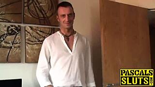 Chubby ebony girl with big tits gets roughly fucked on sofa in cowgirl position.