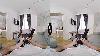 Intense taboo handjob with big tits in vr