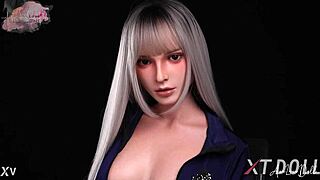 Hannah feels excited as blonde slut police officer in uniform at office