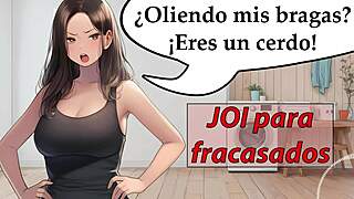Spanish Voice JOI for Losers: Caught Sniffing Panties as Slave Janitor