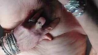 german granny uses dildo and cucumber in hairy pussy