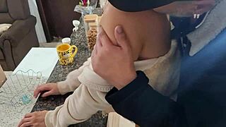 stepdaughter surprised while having breakfast with family