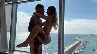 In the bedroom, leo santos gives blowjob then conquers petite ange for rough fucking