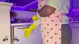 dexter's mom rides that big black cock, hungry for it in the kitchen