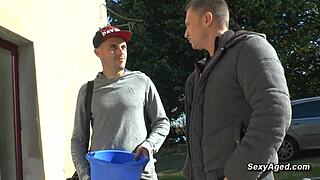 Busty Blonde Mature MILF Gets Double Penetration Pounded In Gangbang Threesome