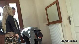 Busty Blonde Mature MILF Gets Double Penetration Pounded In Gangbang Threesome