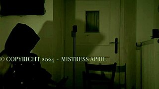 Dominatrix Mistress April Humiliates Man with Caning and Bondage in the House
