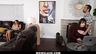 Unemployed Daddy Freeusing Hot Wife and Cute Stepdaughter During Work