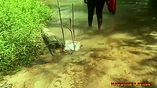 Ebony African Wife and Pastor During Water Baptism