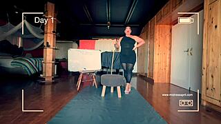 Dominatrix Mistress April Humiliates Man with Caning and Bondage in the House