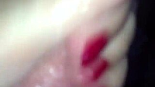 red nail hand stroking cock until cum shoots out.