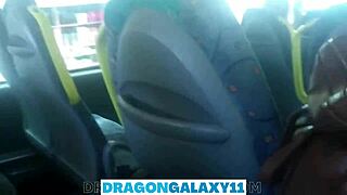 Risky blowjob on the bus, flashing boobs and almost getting caught!