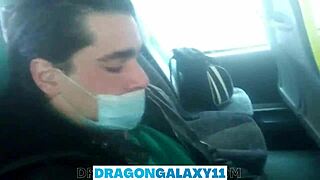 Risky blowjob on the bus, flashing boobs and almost getting caught!