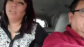 Wife Gets Fucked by Stranger in Car Backseat While Husband Drives