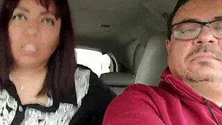Wife Gets Fucked by Stranger in Car Backseat While Husband Drives