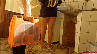 Married Housewife Pays Washing Machine Technician With Her Tight Pussy