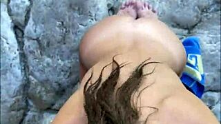 i gave a risky beach blowjob to a sloppy teen model, pov style