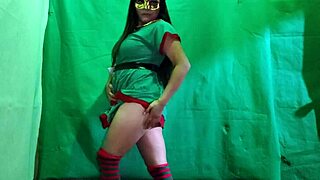 Naughty christmas elf waits for santa's visit