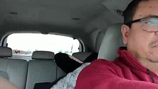 Wife Gets Fucked by Stranger in Car Backseat While Husband Drives