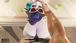 Widowmaker enjoys french holiday with big cock