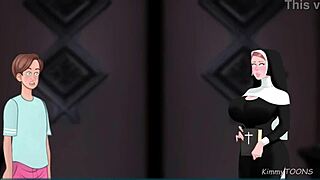 Nun's Sinful Encounter in Church Confession Booth with Huge White Cock