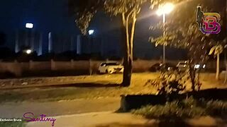 Secretary caught sucking cock in square at dinner