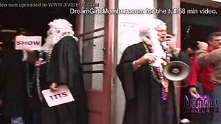 freaks flash tits at mardi gras party outdoor