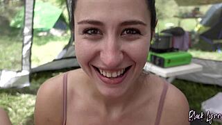 Girlfriend gives risky camping blowjob in POV while nobody sees.